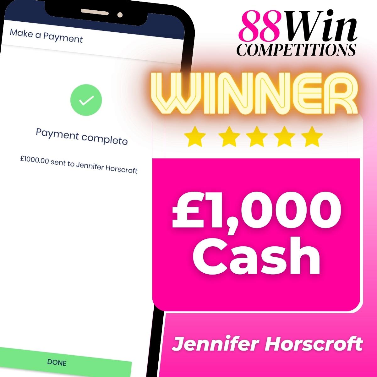 88Win Competitions Winner Photo £1,000 Cash