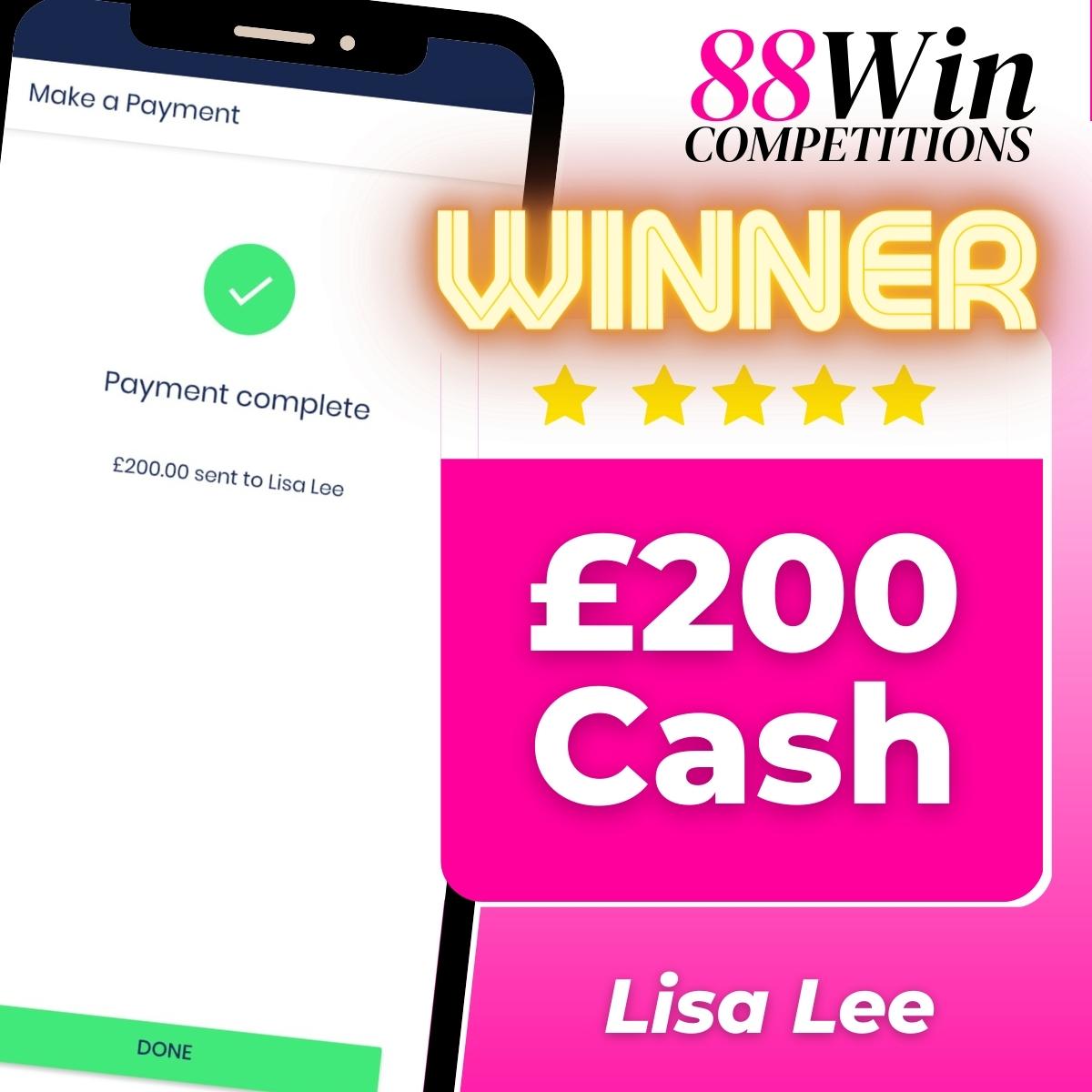 88Win Competitions Winner Photo £200 Cash