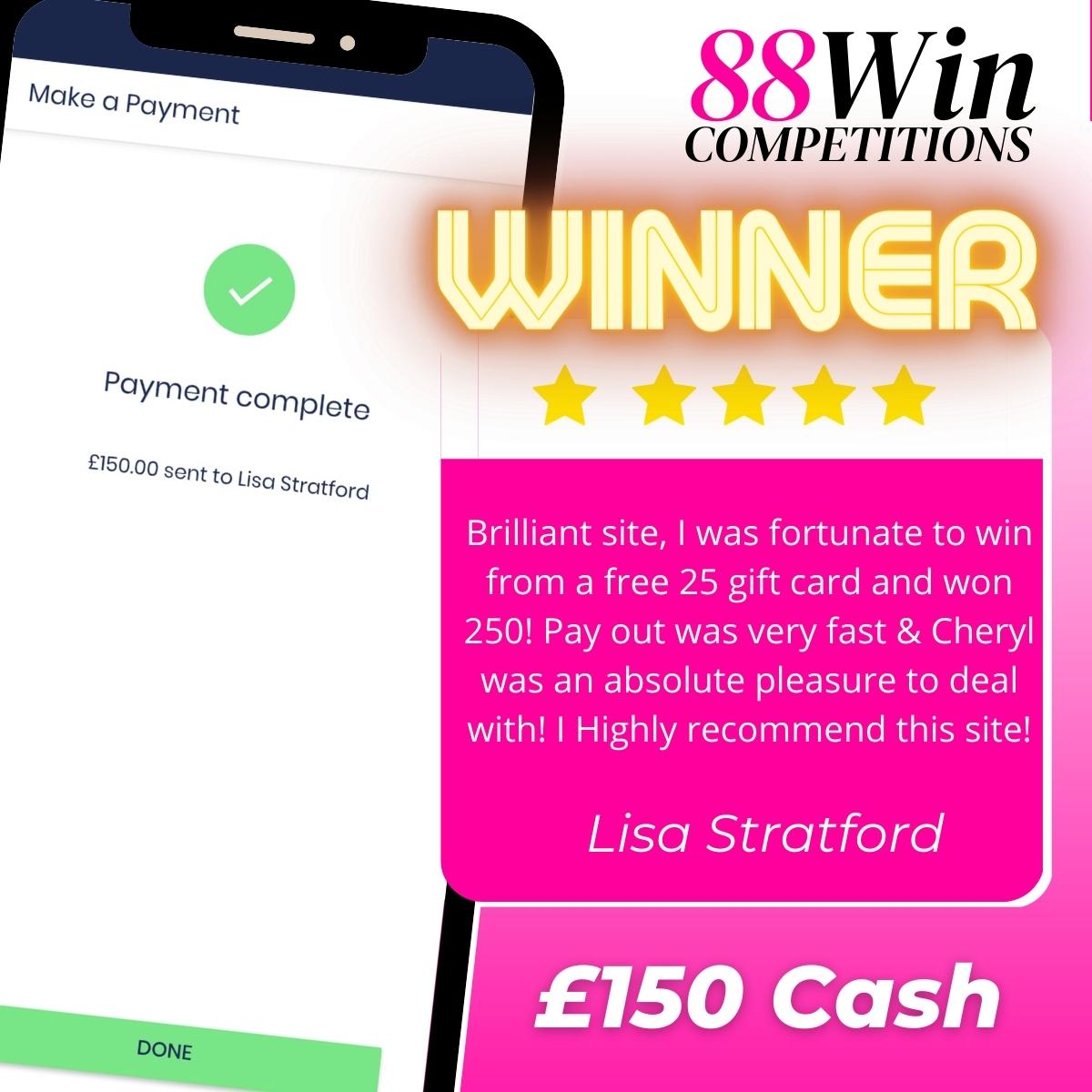 88Win Competitions £150 Winner Photo